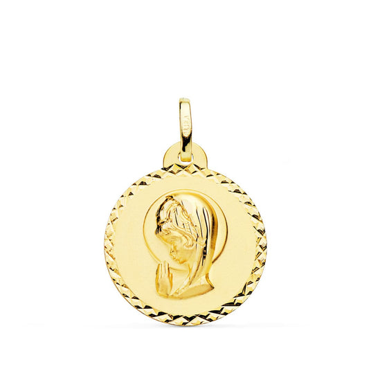 Médaille Or 18 Carats 750 Jaune Vierge Marie Jeune en Prière 2cm - Chaîne et Gravure Offerte