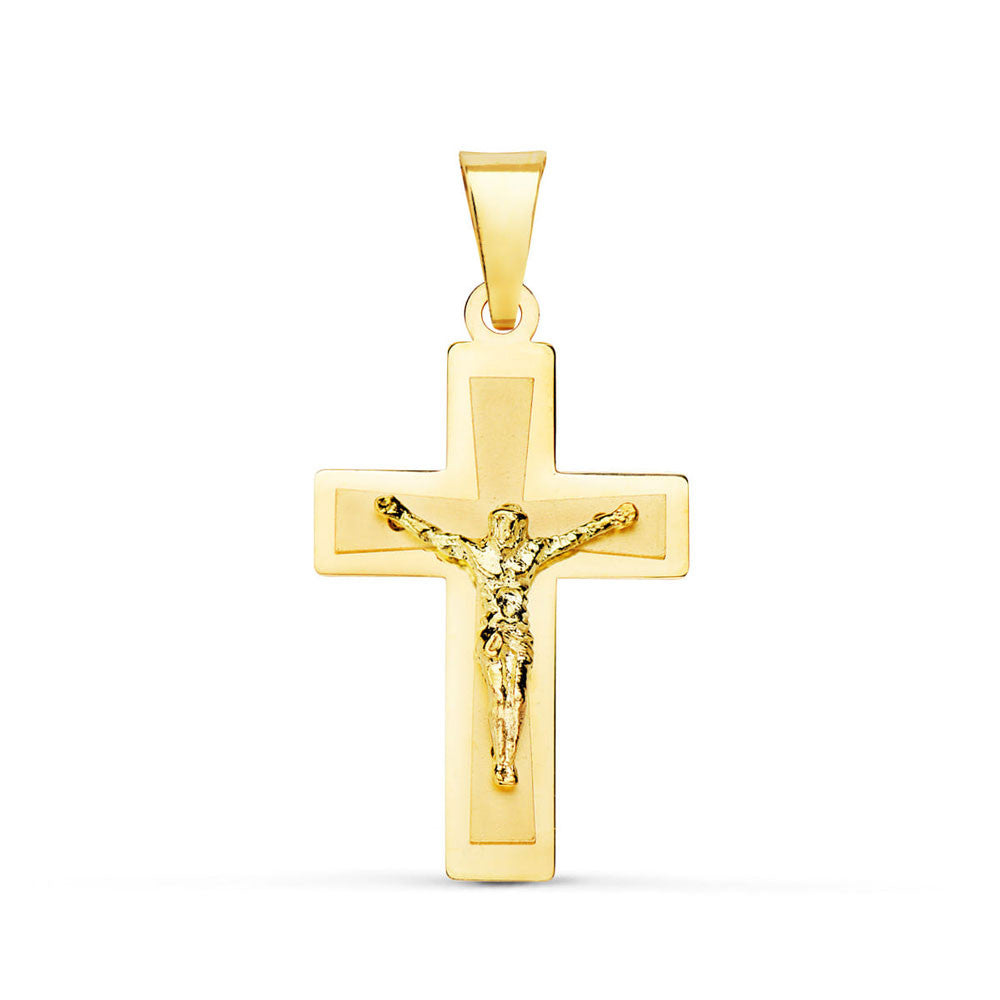 Pendentif - Médaille Christ sur la Croix Or 18 Carats 750 Jaune - Chaines Offertes