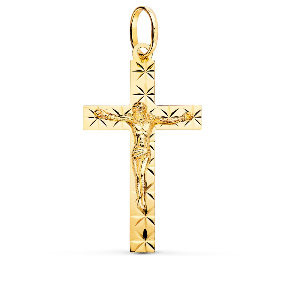 Pendentif  - Médaille Christ sur la Croix Or 18 Carats 750/000 Jaune - Chaine Offerte