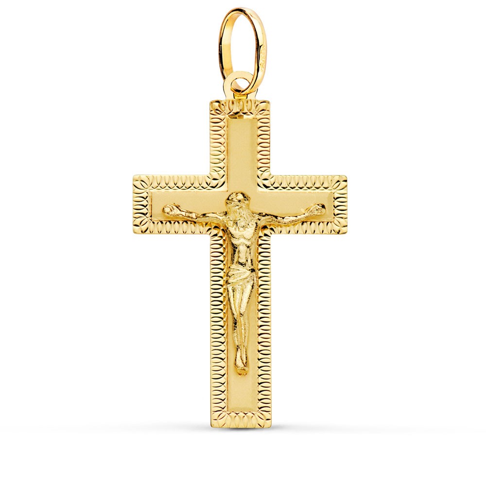 Pendentif  - Médaille Christ sur la Croix Or 18 Carats 750/000 Jaune - Chaine Offerte