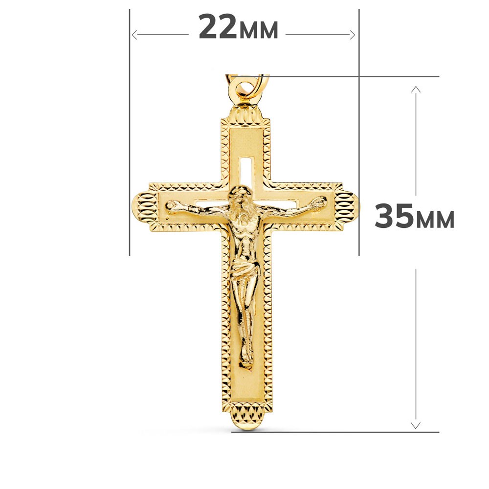 Pendentif  - Médaille Christ sur la Croix Or 18 Carats 750/000 Jaune - Chaine Offerte