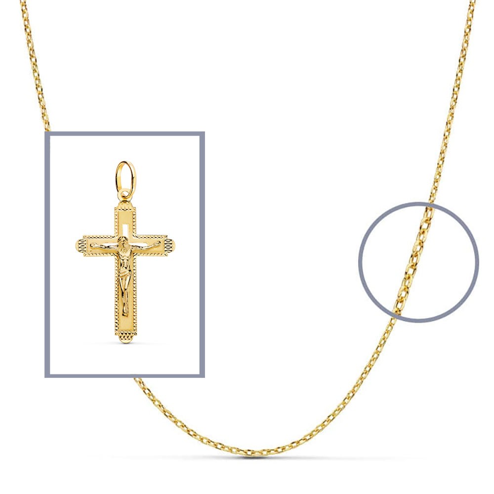 Pendentif  - Médaille Christ sur la Croix Or 18 Carats 750/000 Jaune - Chaine Offerte