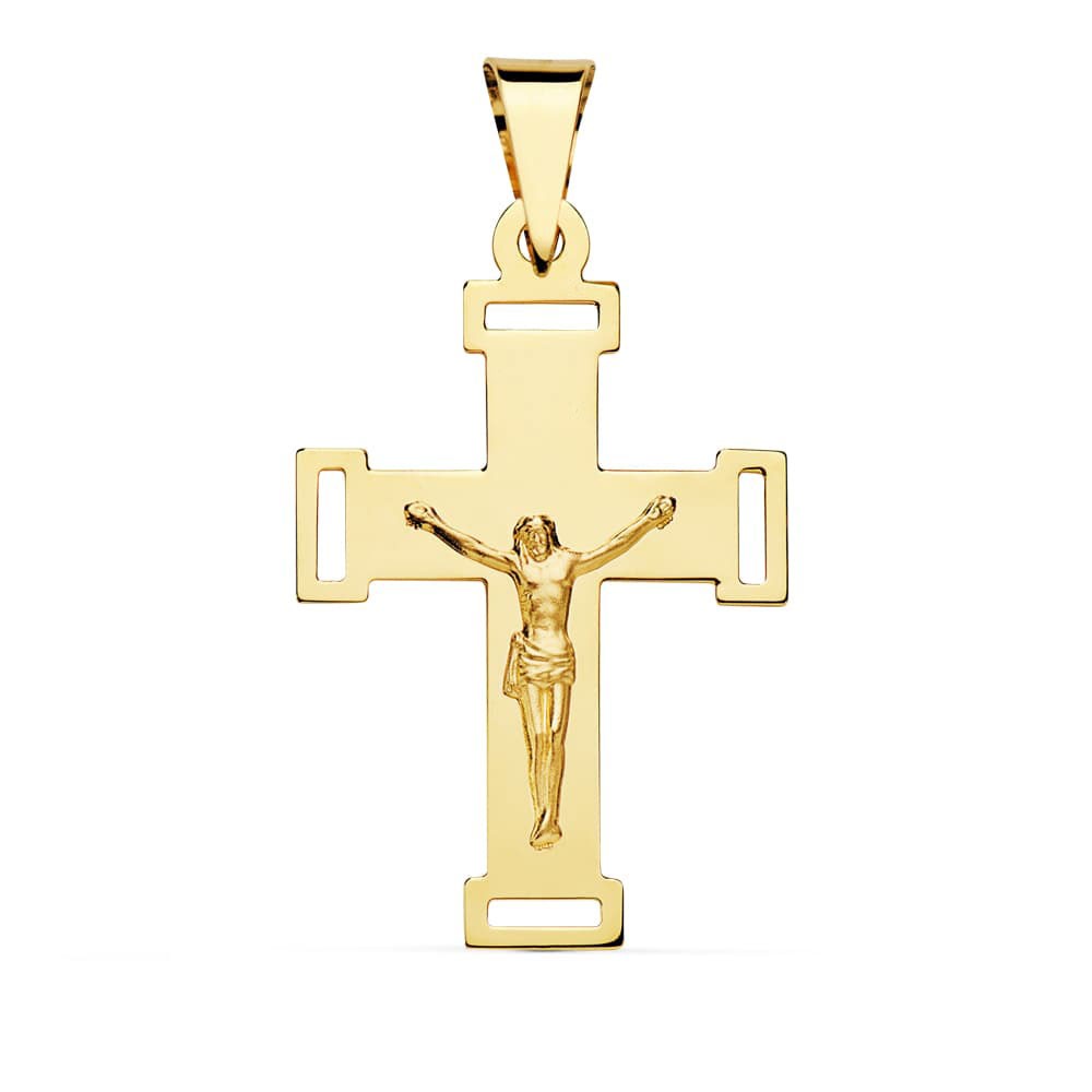 Pendentif  - Médaille Christ sur la Croix Or 18 Carats 750/000 Jaune - Chaine Offerte