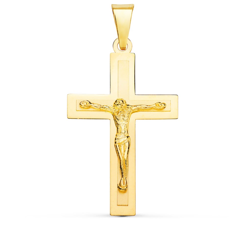 Pendentif  - Médaille Christ sur la Croix Or 18 Carats 750/000 Jaune - Chaine Offerte