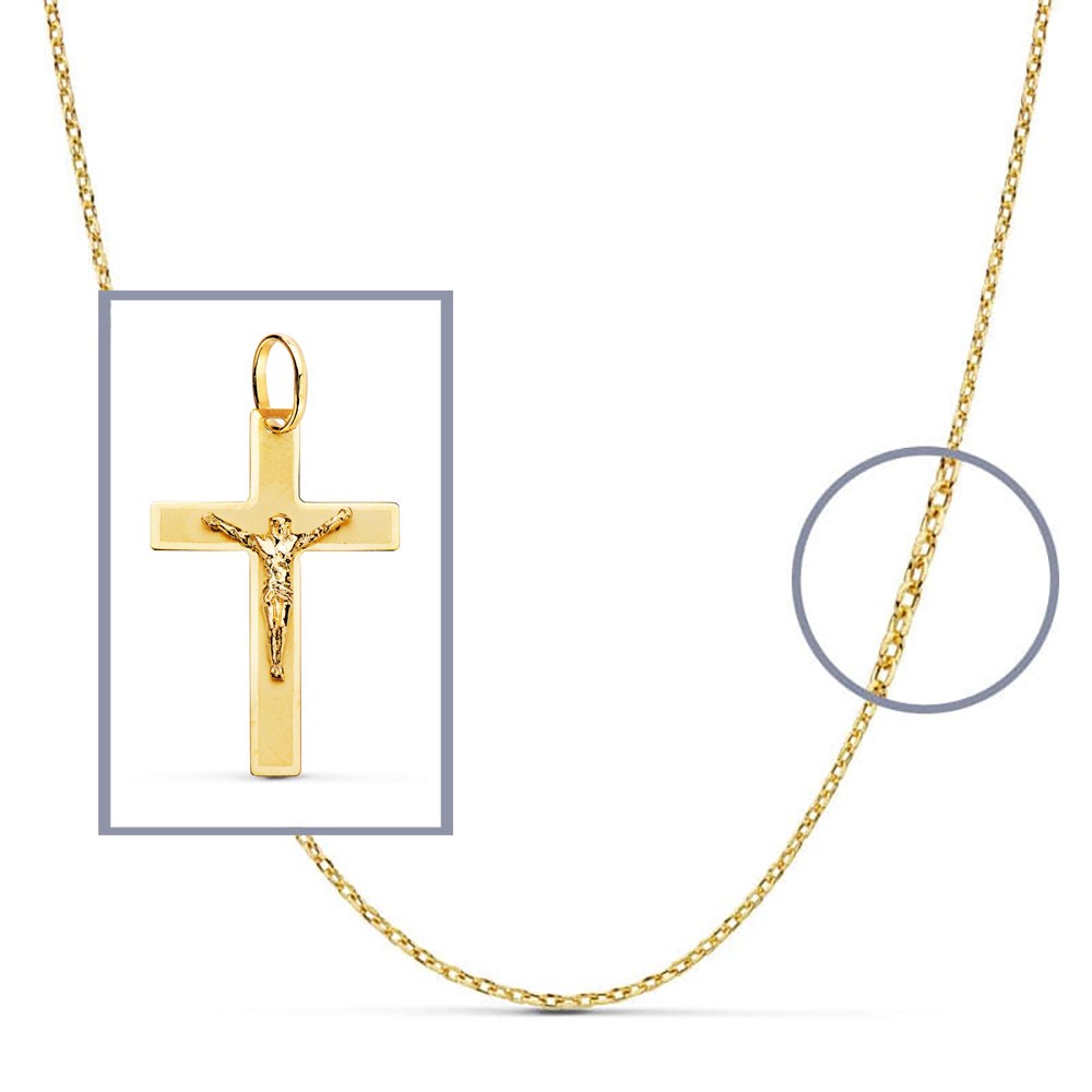 Pendentif  - Médaille Christ sur la Croix Or 18 Carats 750/000 Jaune - Chaine Offerte