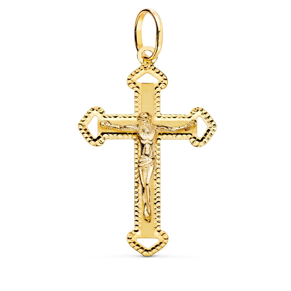 Pendentif  - Médaille Christ sur la Croix Or 18 Carats 750/000 Jaune - Chaine Offerte