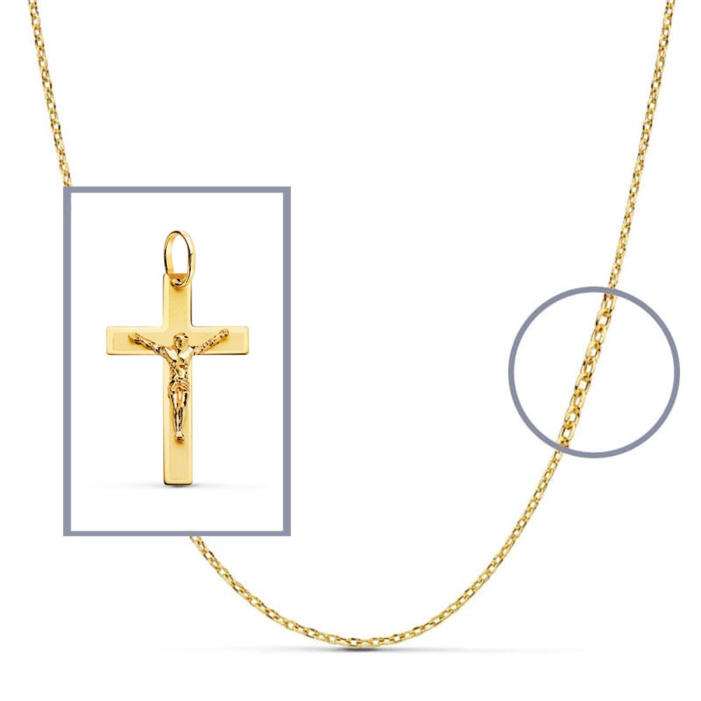 Pendentif  - Médaille Christ sur la Croix Or 18 Carats 750/000 Jaune - Chaine Offerte