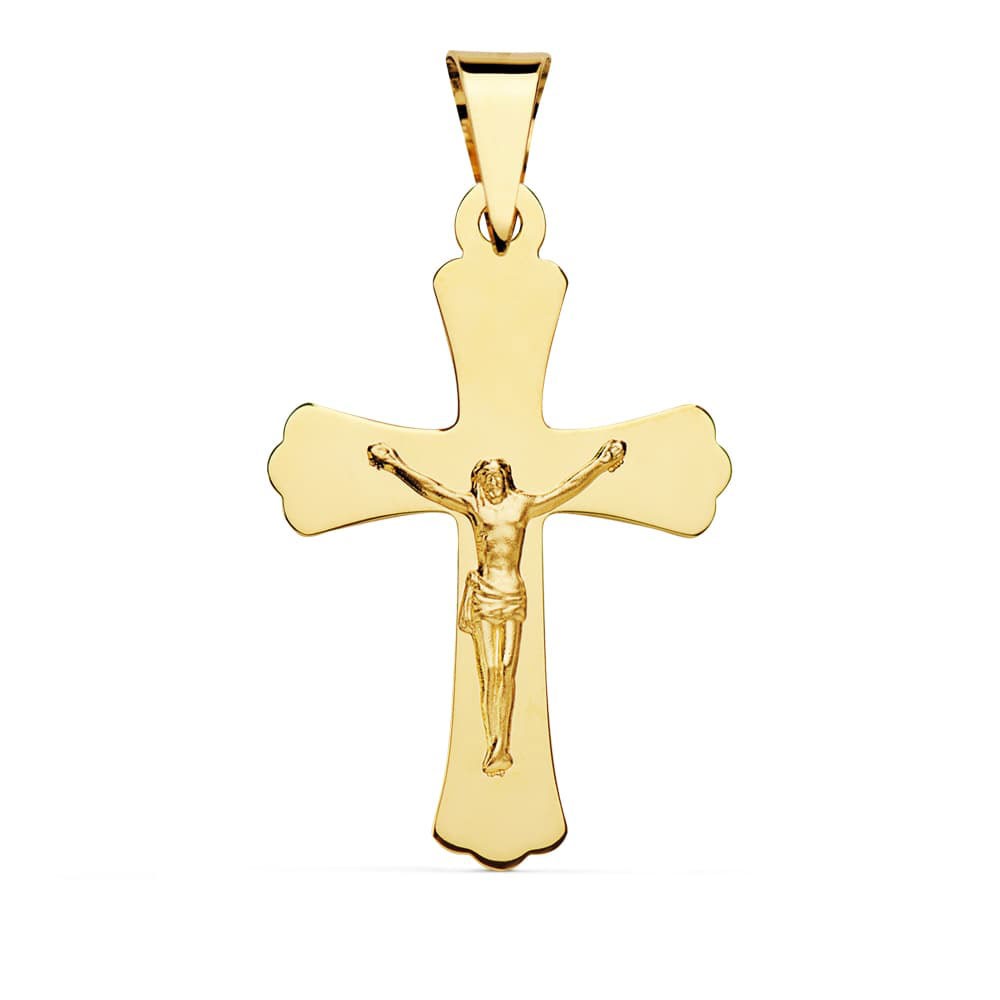 Pendentif  - Médaille Christ sur la Croix Or 18 Carats 750/000 Jaune - Chaine Offerte