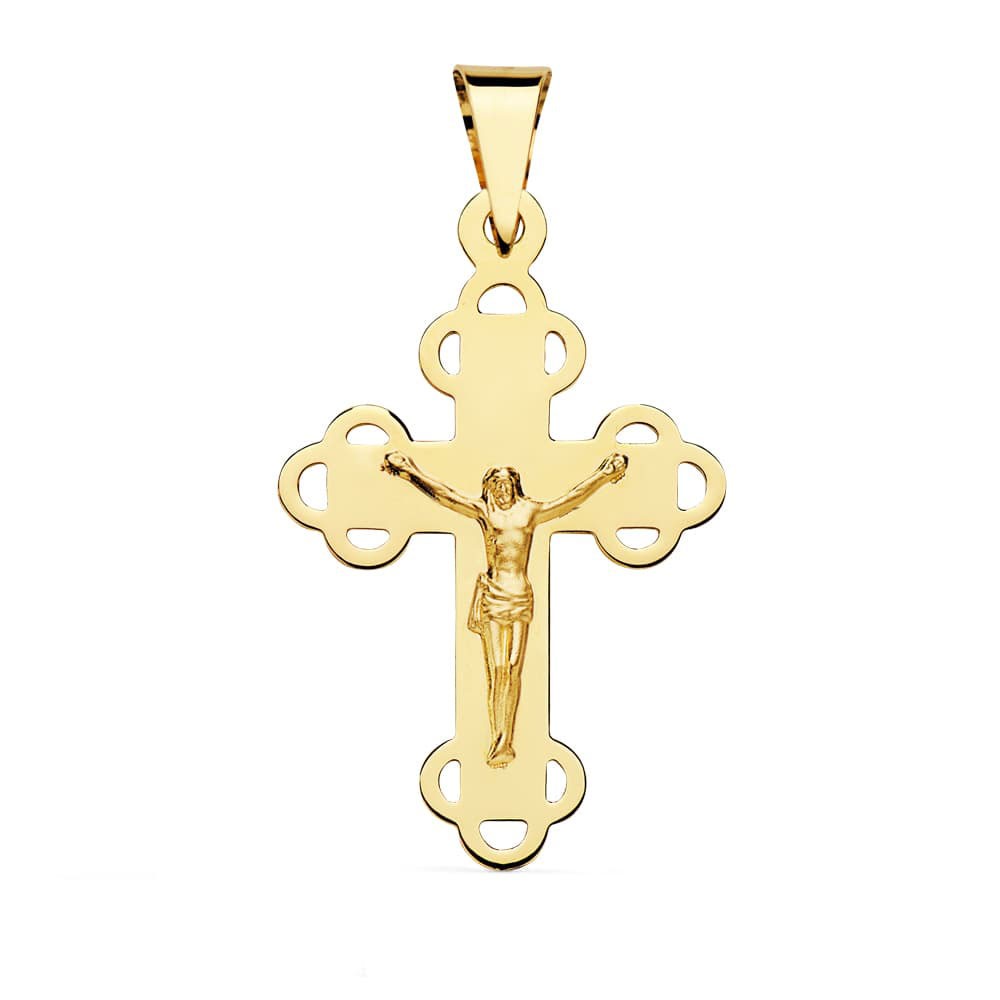 Pendentif  - Médaille Christ sur la Croix Or 18 Carats 750/000 Jaune - Chaine Offerte