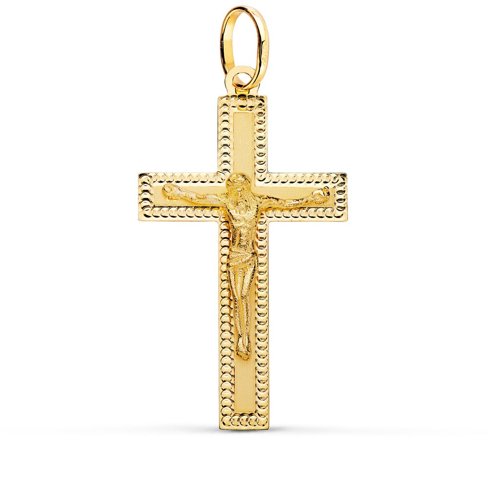 Pendentif  - Médaille Christ sur la Croix Or 18 Carats 750/000 Jaune - Chaine Offerte