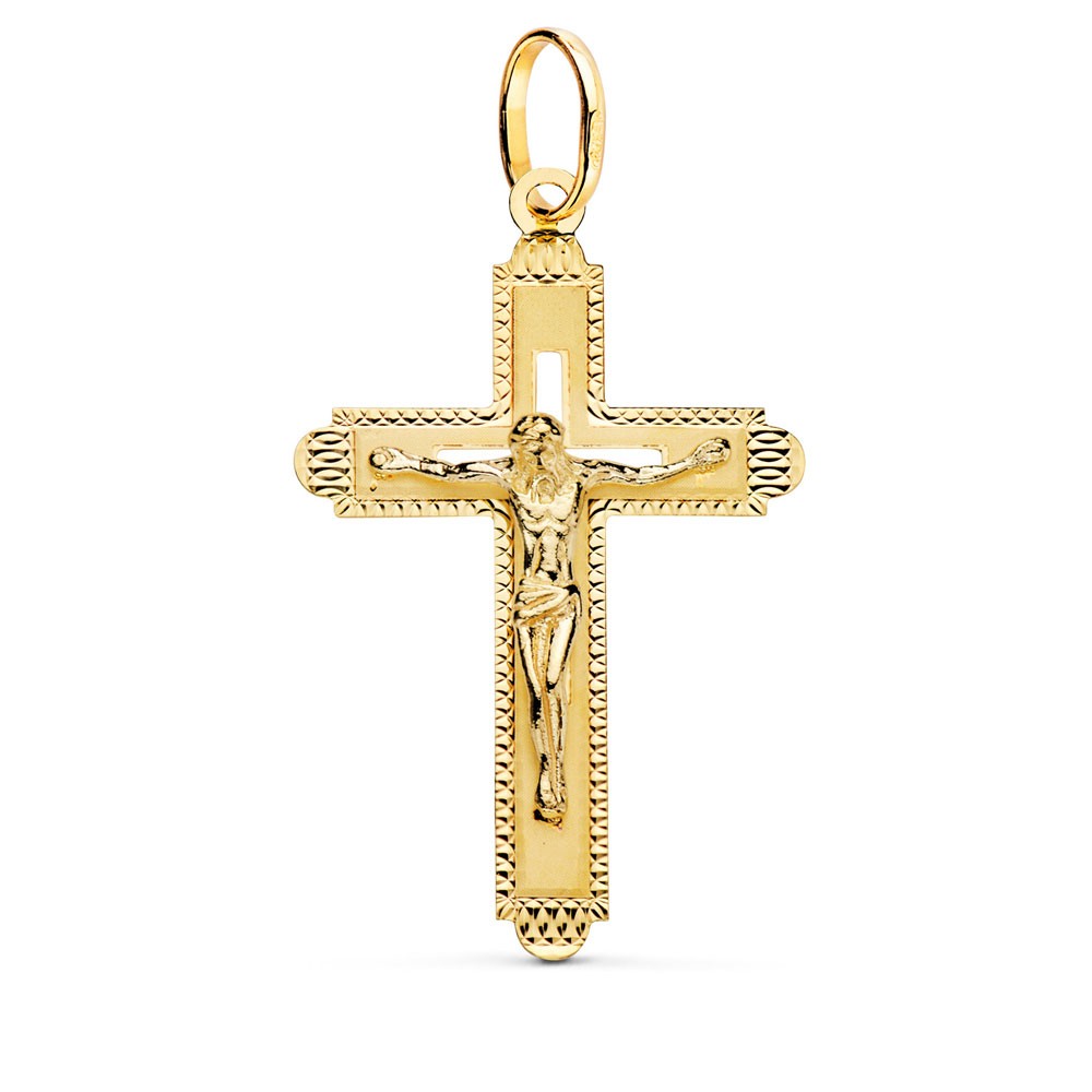 Pendentif  - Médaille Christ sur la Croix Or 18 Carats 750/000 Jaune - Chaine Offerte