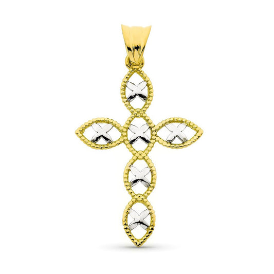 Pendentif  - Médaille Croix Or 18 Carats 750/000 Bicolore - Chaine Offerte