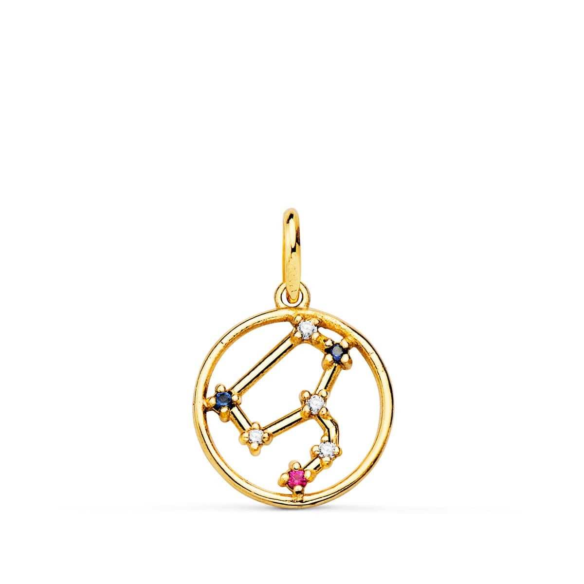 Pendentif Médaille Or 18 Carats 750 Jaune - Constellation Zodiaque Lion - Chaine Offerte