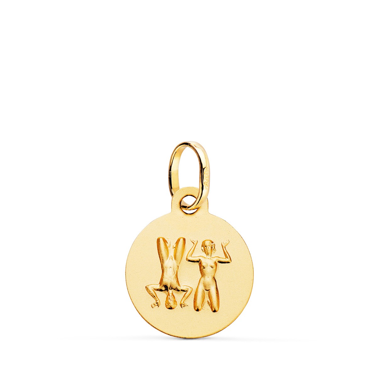 Pendentif Médaille Or 18 Carats 750 Jaune - Zodiaque Gémeaux - Chaine et Gravure Offertes