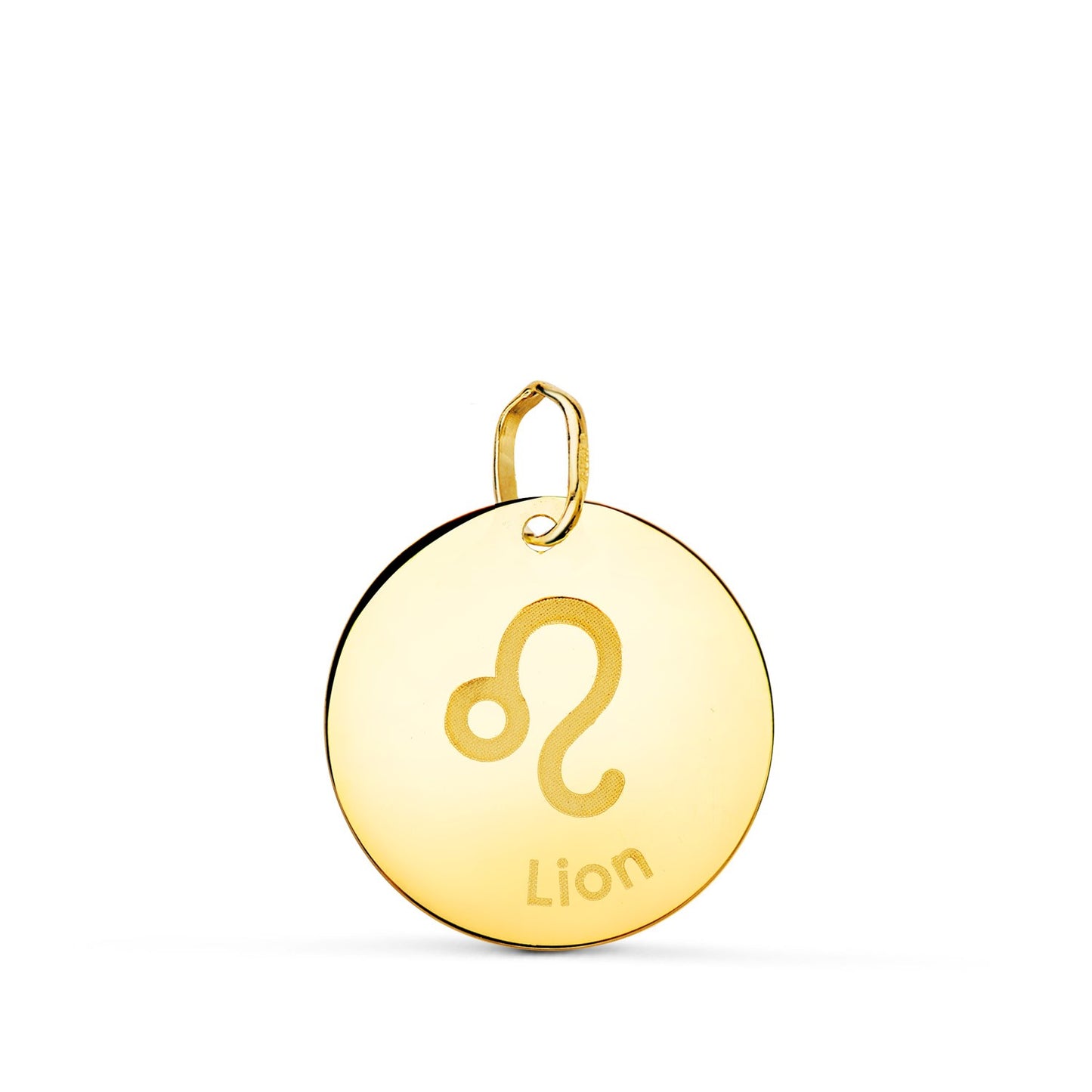 Pendentif Médaille Or 18 Carats 750 Jaune - Zodiaque Lion - Chaine et Gravure Offertes