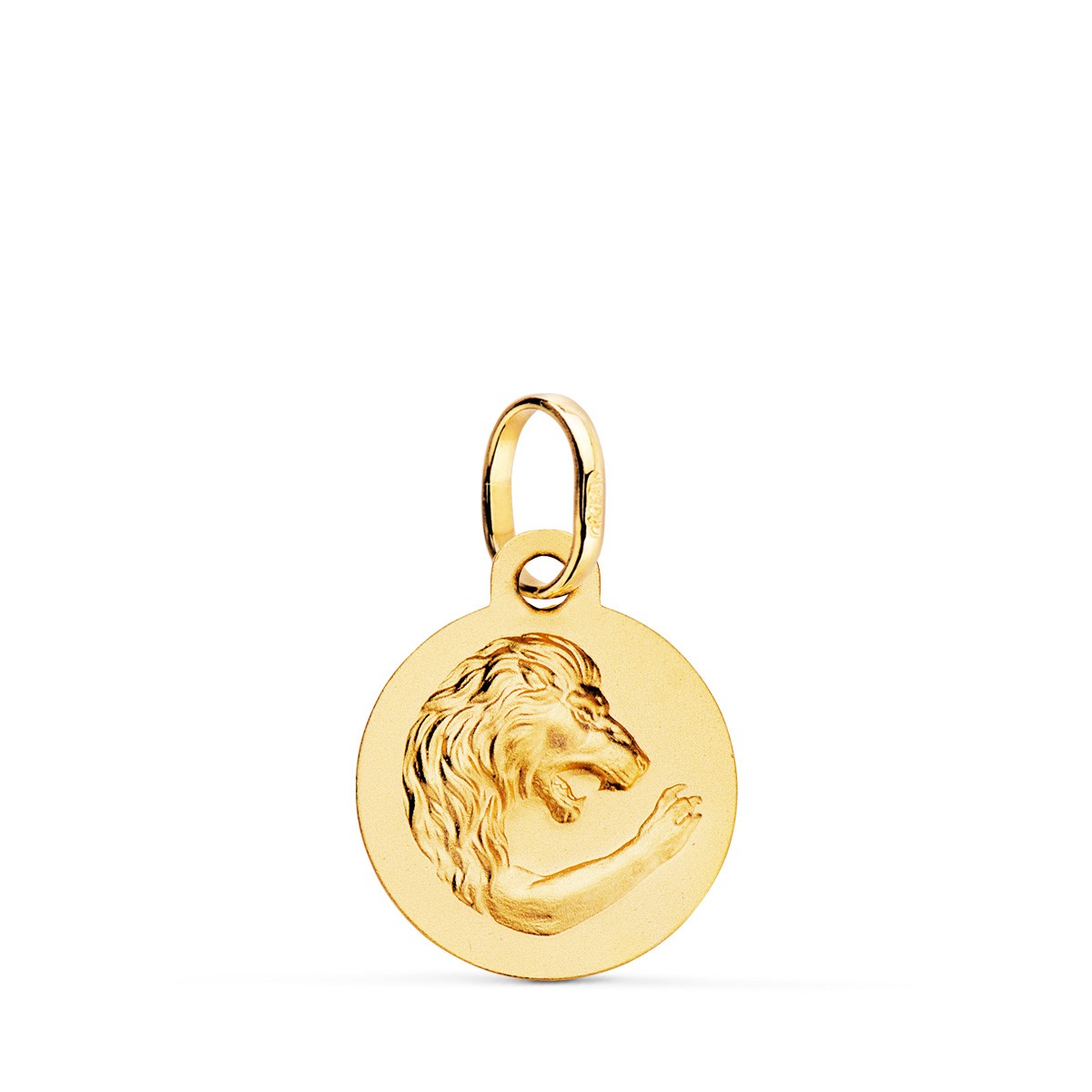 Pendentif Médaille Or 18 Carats 750 Jaune - Zodiaque Lion - Chaine et Gravure Offertes