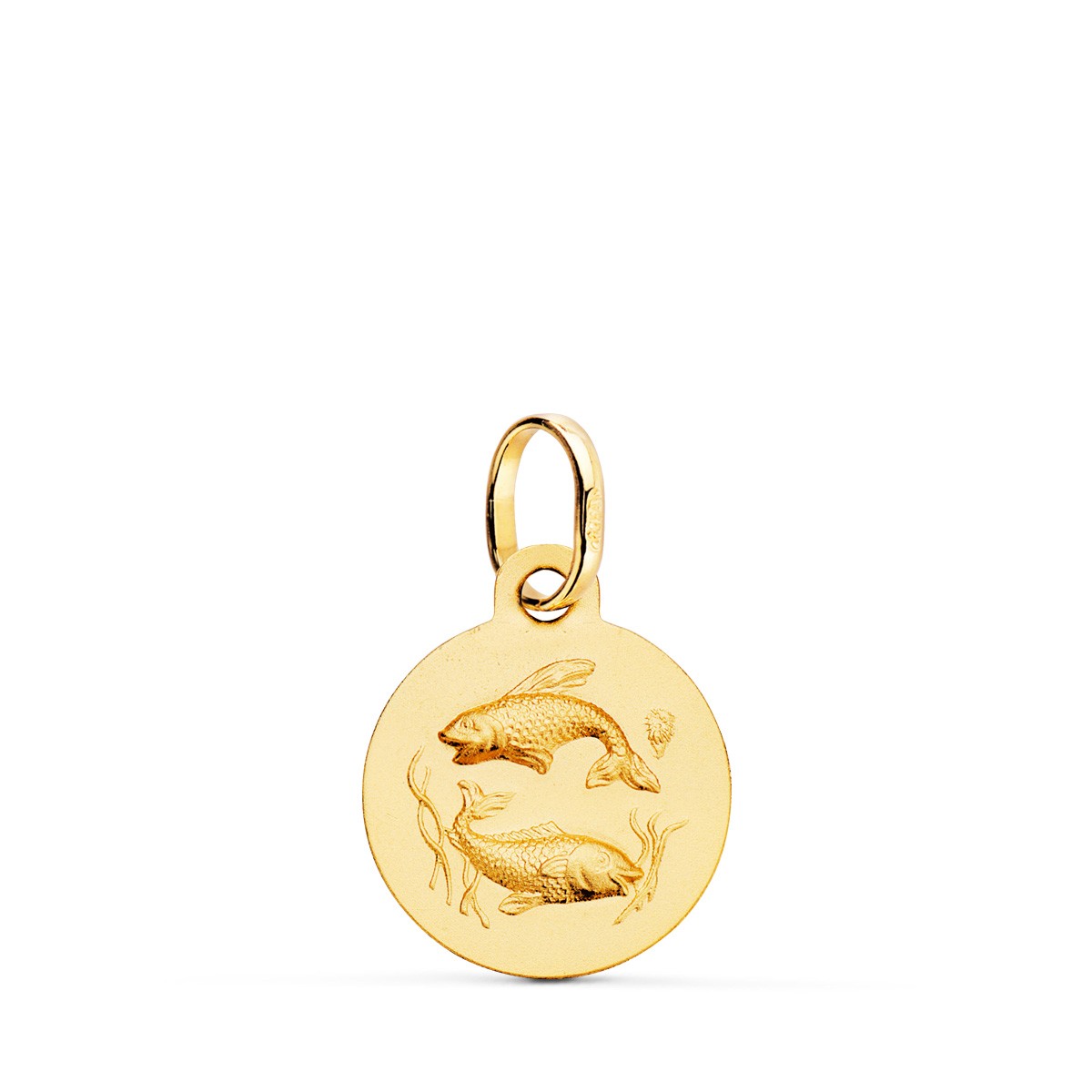 Pendentif Médaille Or 18 Carats 750 Jaune - Zodiaque Poisson - Chaine et Gravure Offertes