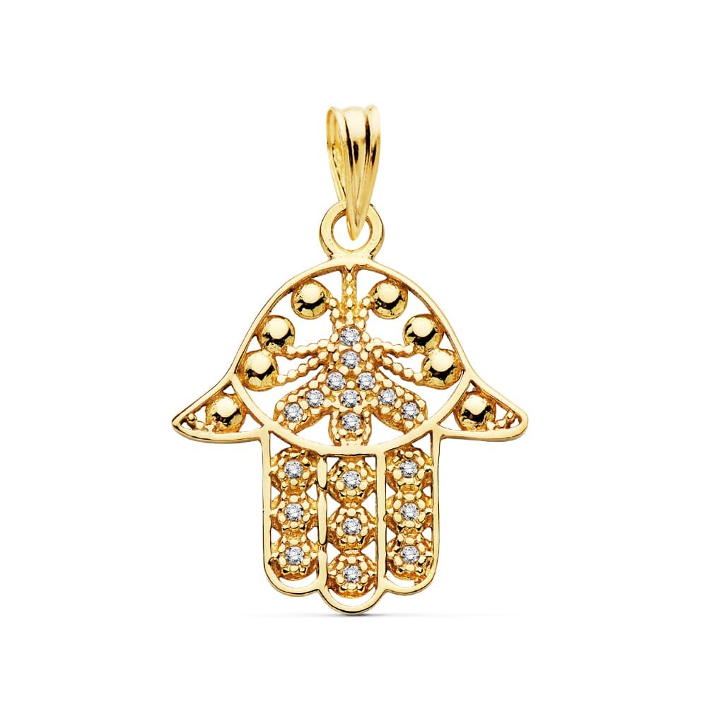 Pendentif - Médaille Or 18 Carats 750/000 Main de Fatma - Chaine Dorée Offerte