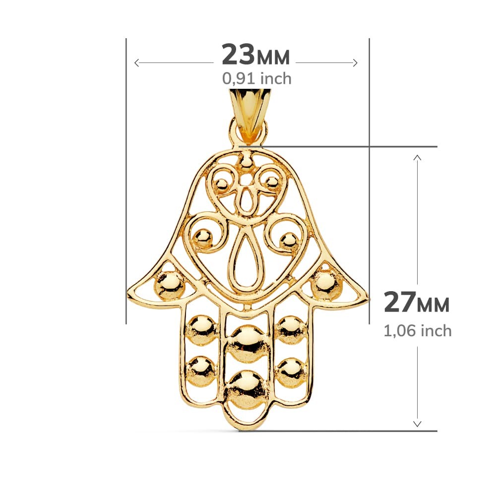 Pendentif - Médaille Or 18 Carats 750/000 Main de Fatma - Chaine Dorée Offerte