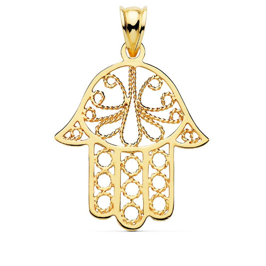 Pendentif - Médaille Or 18 Carats 750/000 Main de Fatma - Chaine Dorée Offerte