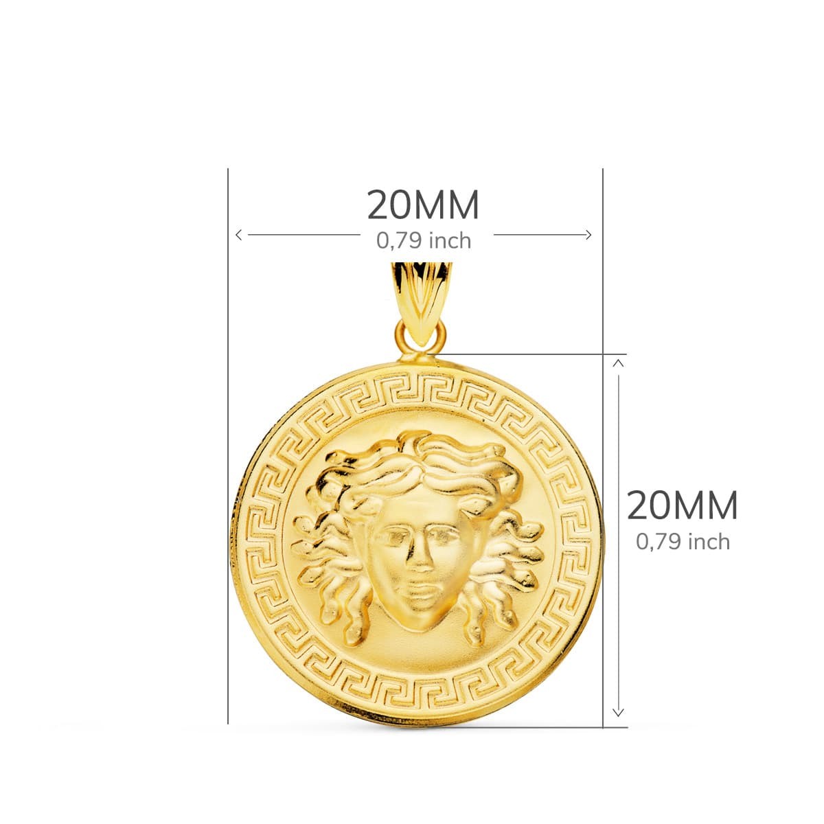 Pendentif - Médaille Or 18 Carats 750/000 Médusa - Chaine Dorée Offerte