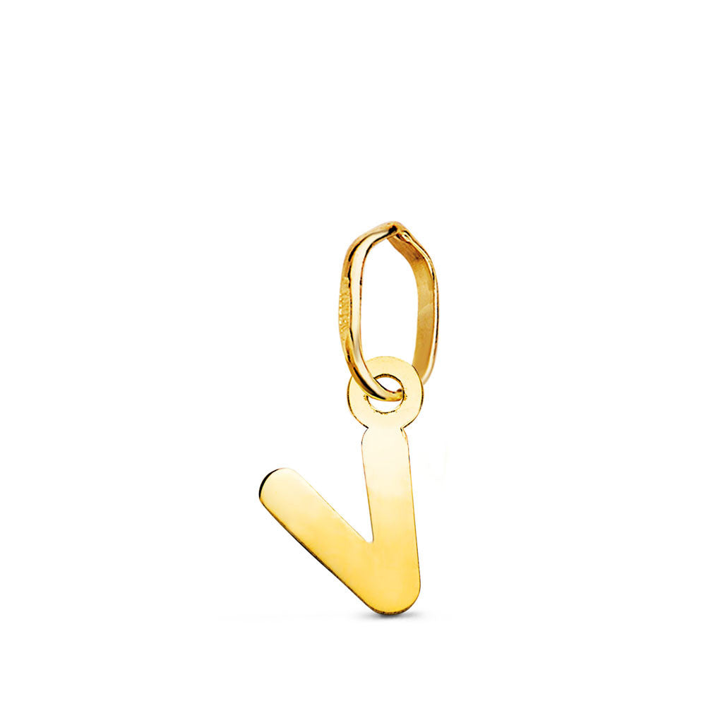 Pendentif Or 18 Carats 750 Jaune - Initiale Lettre "V" - Chaine Offerte