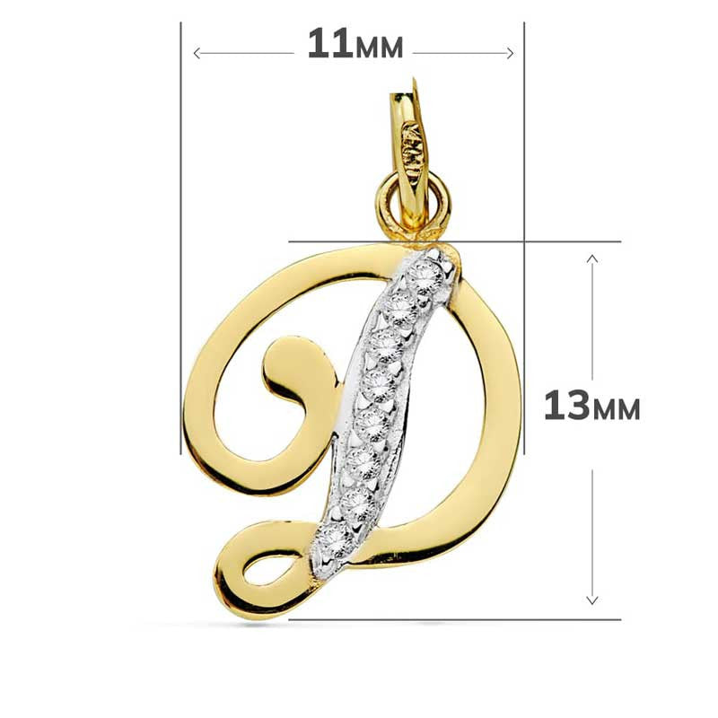 Pendentif Or 18 Carats 750 Serti de Zirconiums - Initiale Lettre "D" - Chaine Offerte