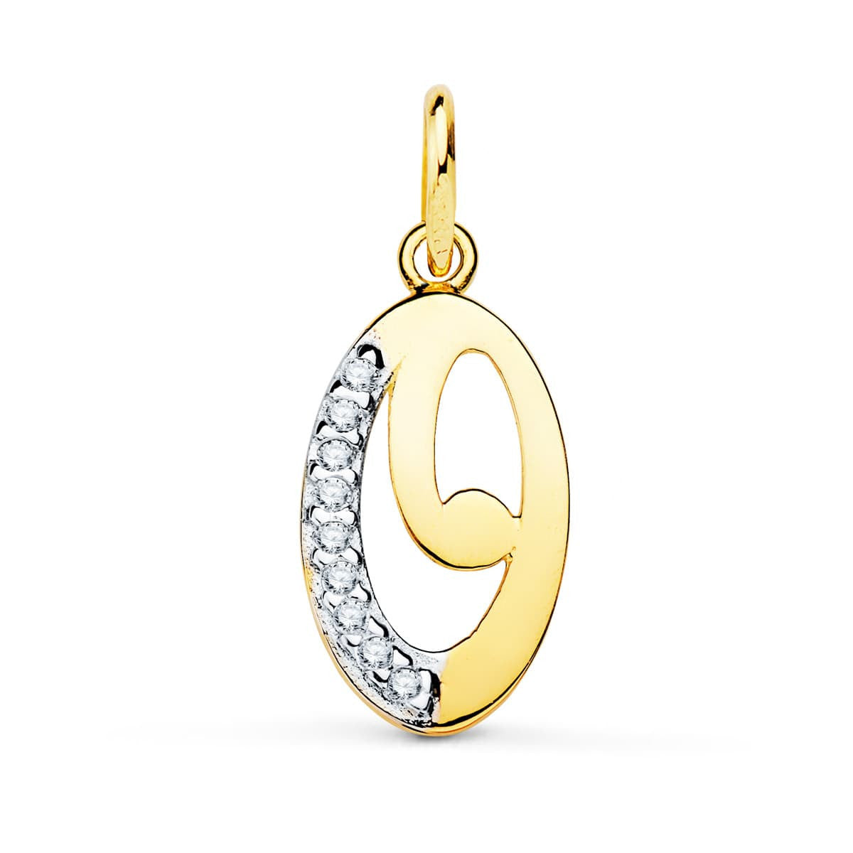 Pendentif Or 18 Carats 750 Serti de Zirconiums - Initiale Lettre "O" - Chaine Offerte