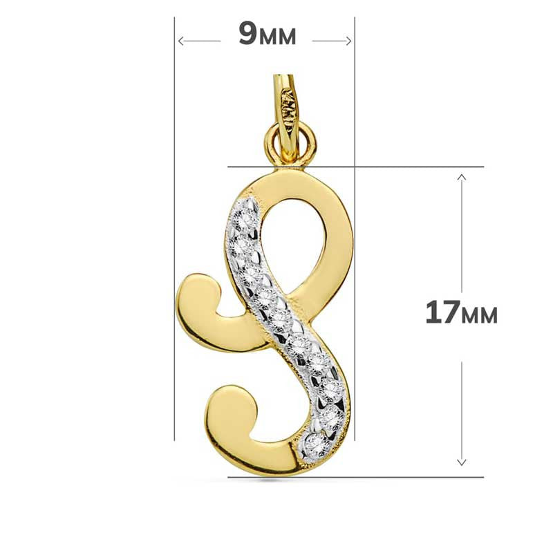 Pendentif Or 18 Carats 750 Serti de Zirconiums - Initiale Lettre "S" - Chaine Offerte