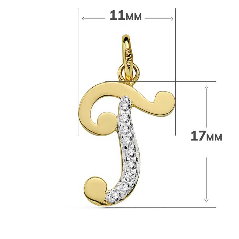 Pendentif Or 18 Carats 750 Serti de Zirconiums - Initiale Lettre "T" - Chaine Offerte