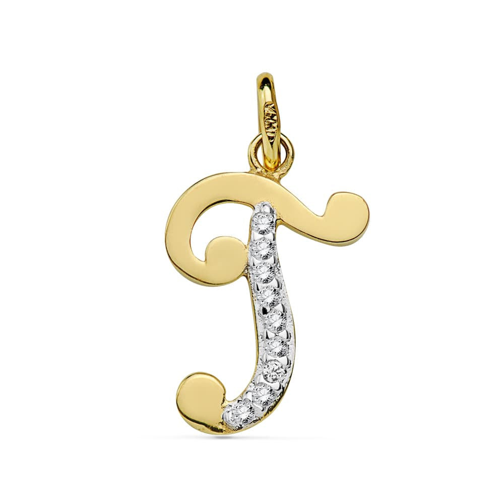 Pendentif Or 18 Carats 750 Serti de Zirconiums - Initiale Lettre "T" - Chaine Offerte